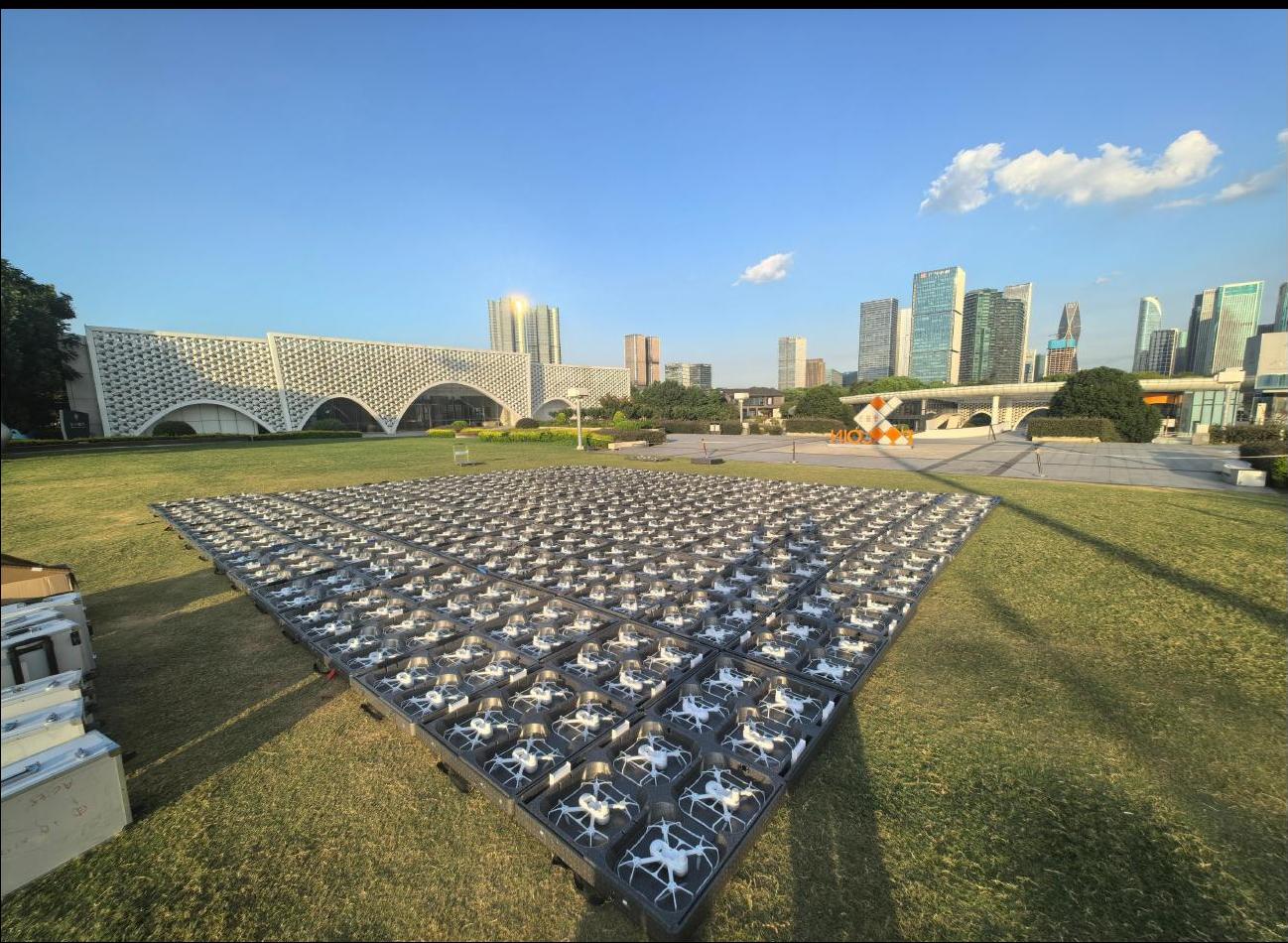 Daylight rehearsal of a large drone array